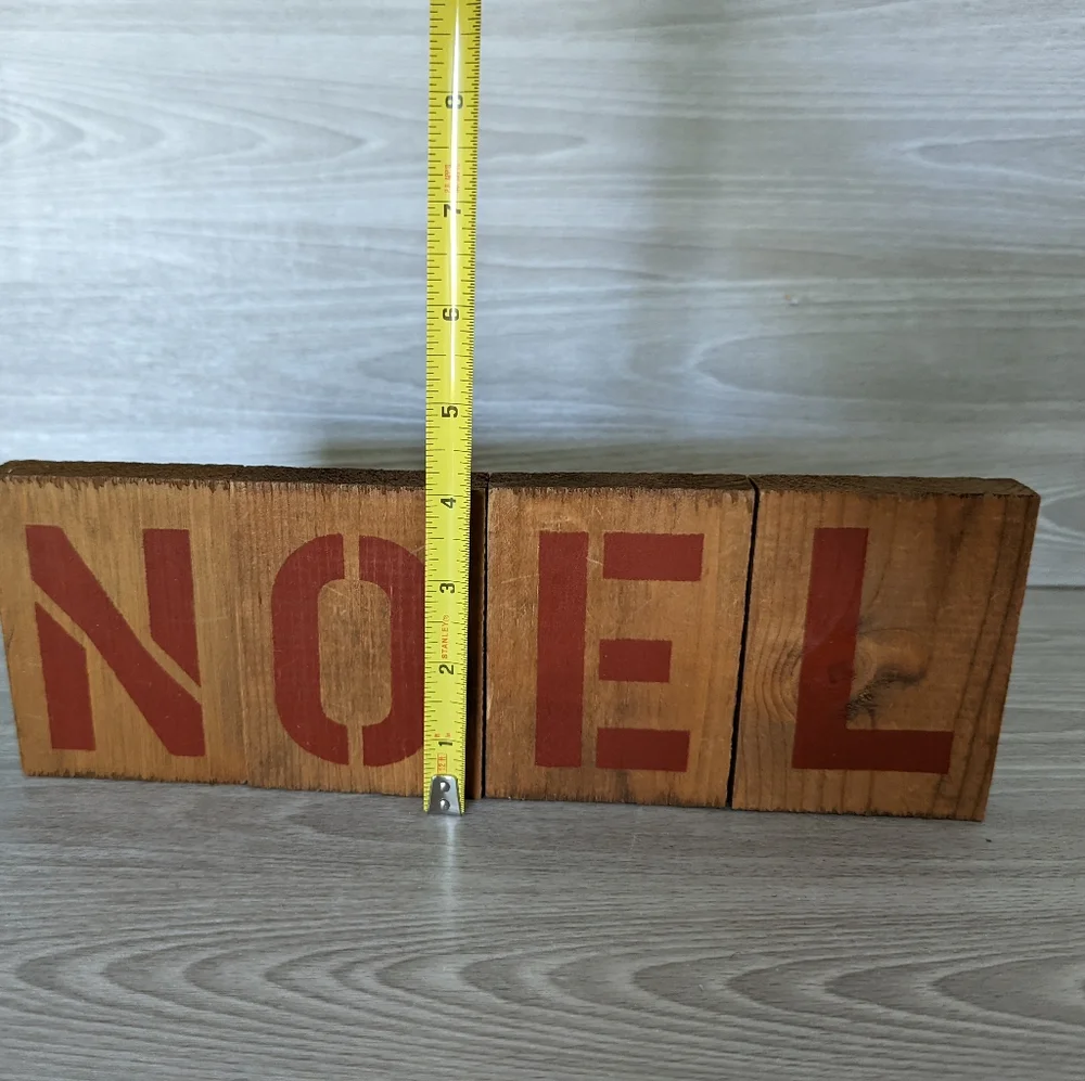 Handmade Double Sided Painted Wood Noel/Joy Christmas Decorations